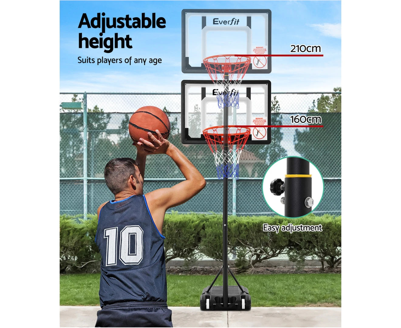 2.1M Basketball Hoop Stand System Adjustable Portable Pro Kids Clear