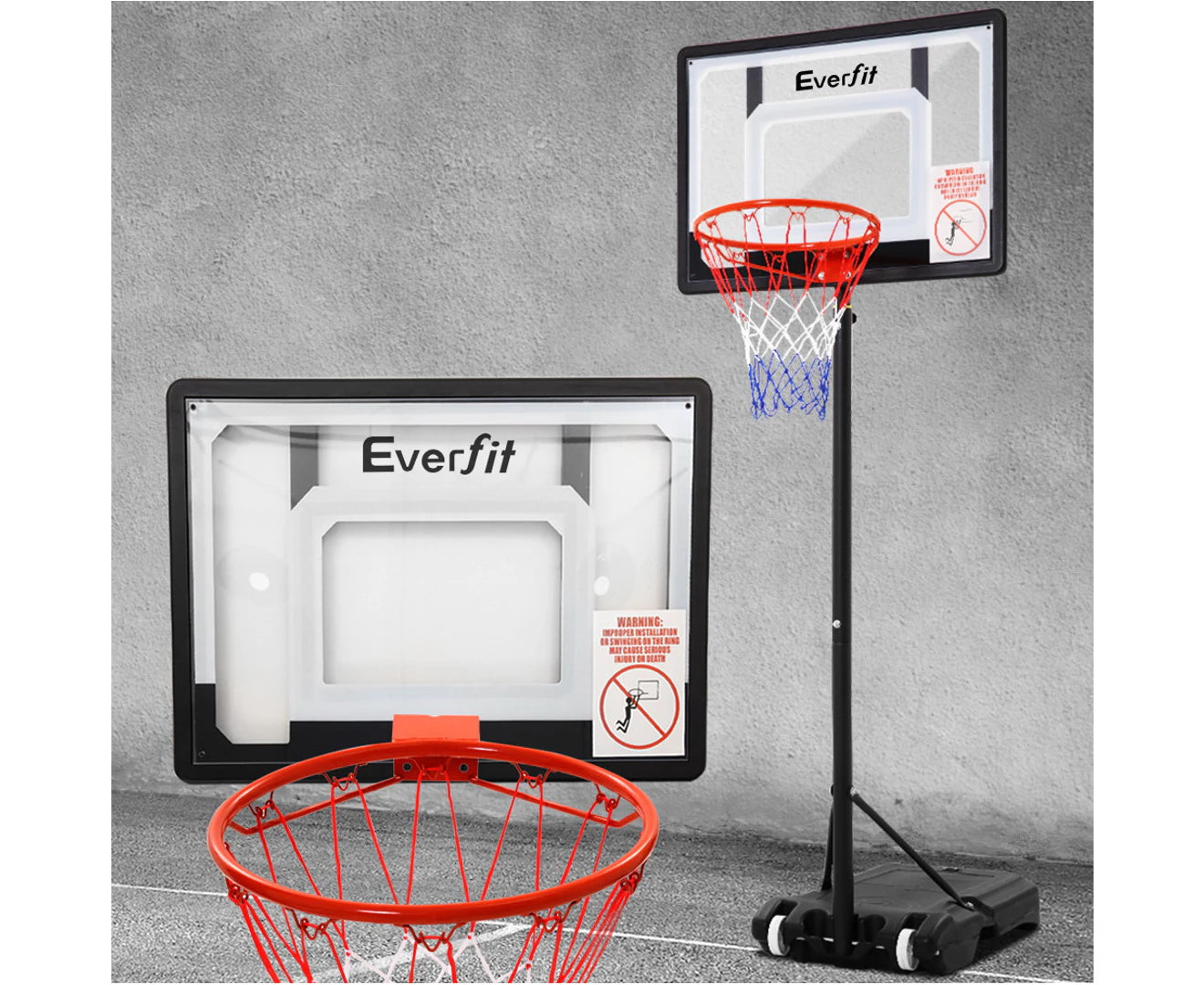 2.1M Basketball Hoop Stand System Adjustable Portable Pro Kids Clear