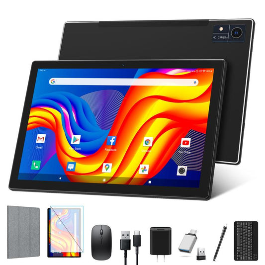 2024 2-in-1 Android Tablet - 10-Inch, 16GB RAM (8GB + 8GB) + 128GB Storage (Expandable up to 1TB), Octa-Core Processor, 1920 x 1200 HD Display, 13MP Camera, 7000mAh Battery, Dual Band WiFi, GPS (Black)